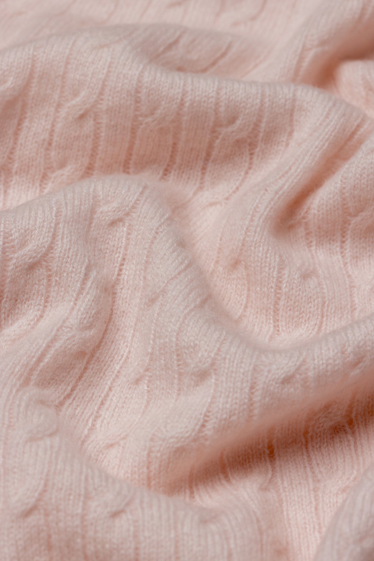 Cashmere Cable Baby Blanket in Pink Shell