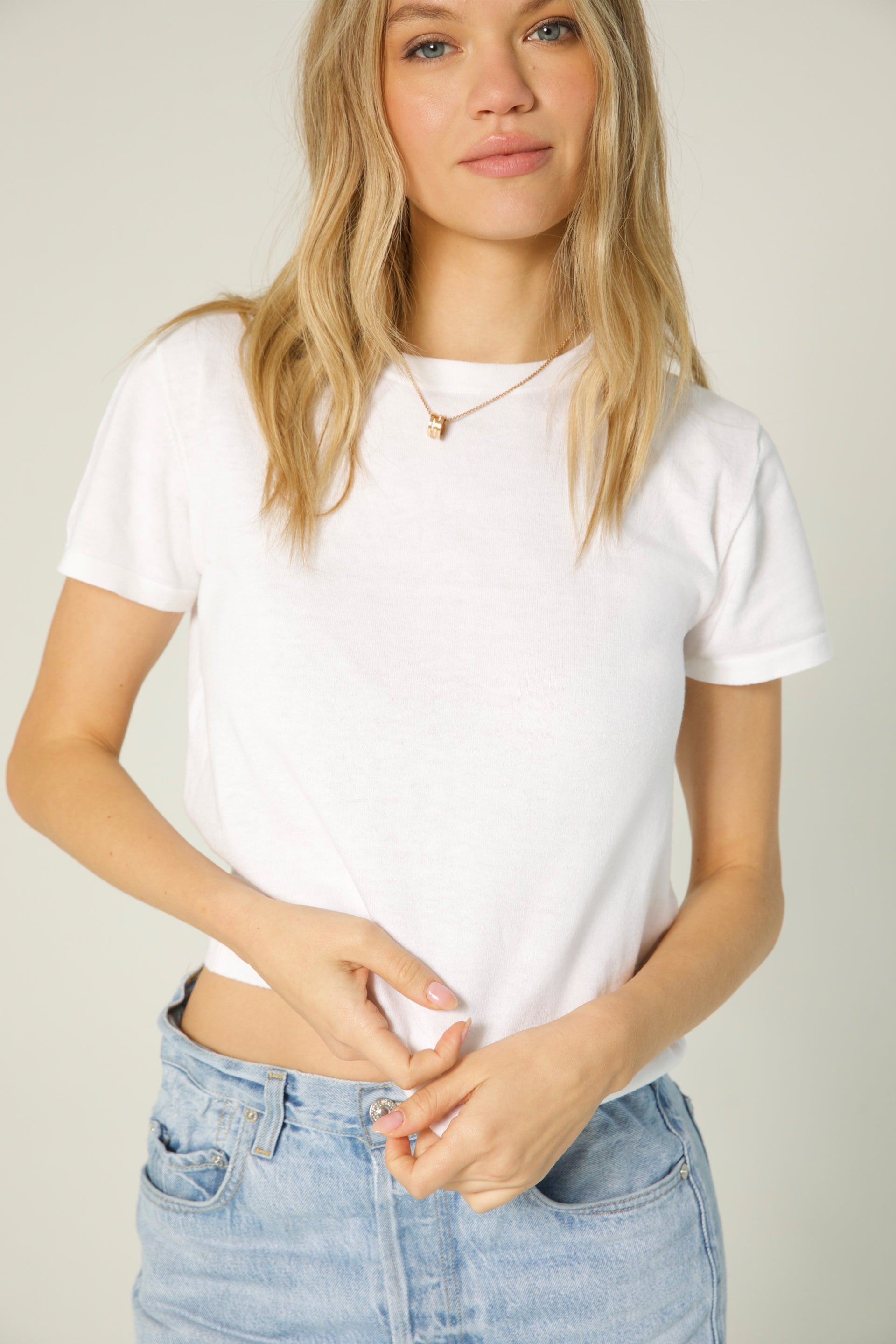 Exposed Seam Tee in Ivory White