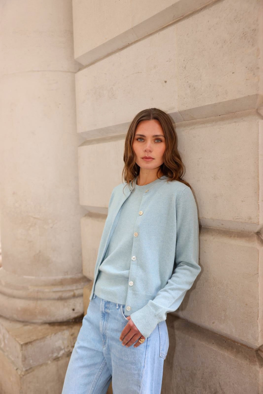 The Everyday Cashmere Cardigan in Green Lily