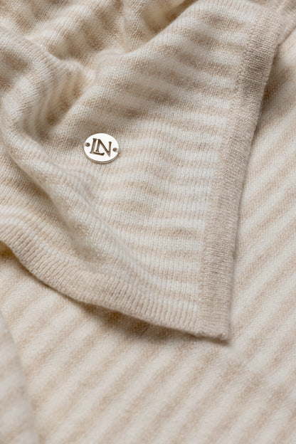 Cashmere Striped Baby Blanket in Sandstone